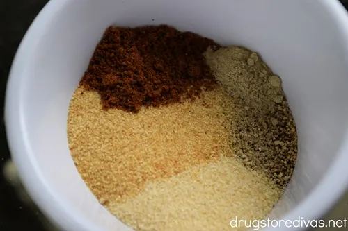 Spices in a white bowl.