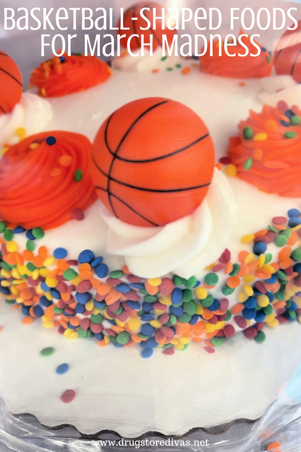A cake with basketball decorations on it and the words 