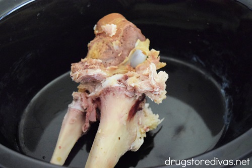 A ham bone in a slow cooker.