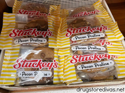 Stuckey's pecan pralines on a shelf.