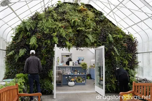 The living wall and gift shop in the WW Seymour Botanical Conservatory in Tacoma, Washington.