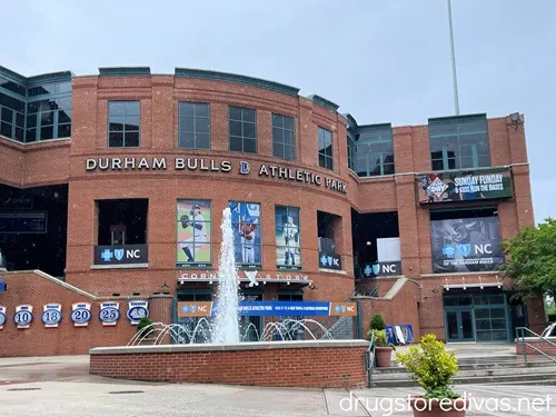 The outside of the Durham Bulls Athletic Park in Durham, NC.