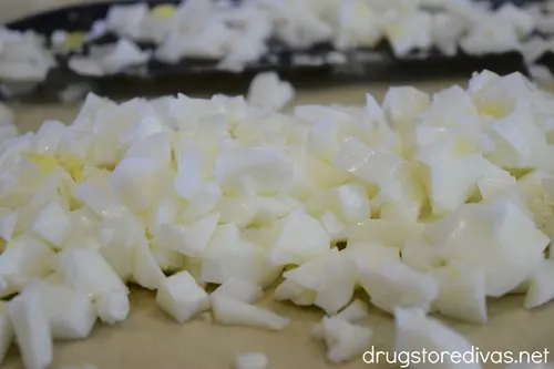 Egg whites chopped into pieces.