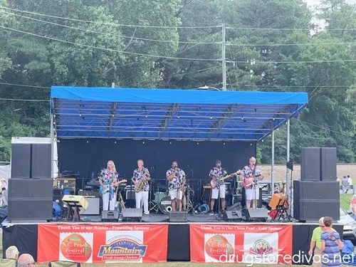 A band on stage at the NC Peach Festival in Candor, NC.