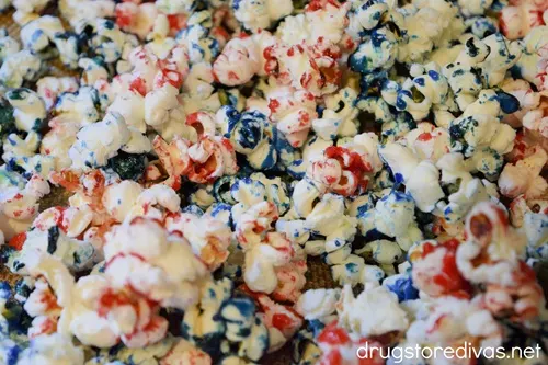 Red, white, and blue popcorn.