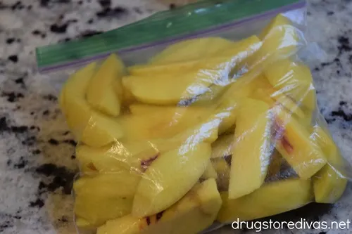 Peach slices in a bag.