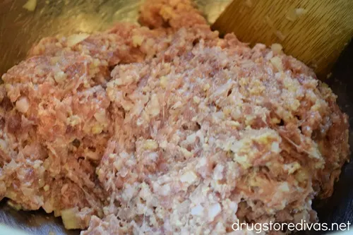 Meatloaf mixture in a bowl.