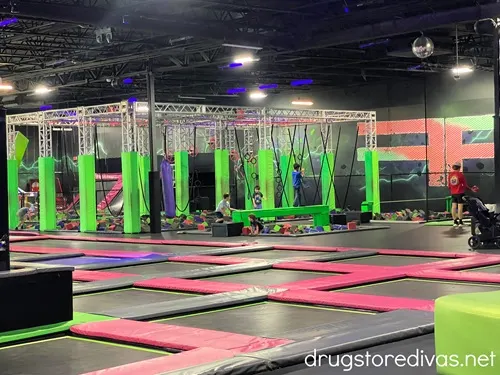 The inside of the Flip N Fly trampoline park in Wilmington, NC.