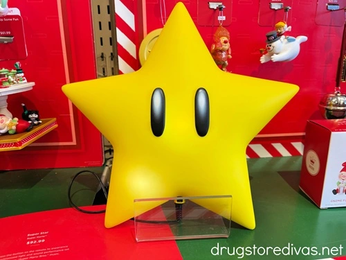 A Super Mario star-shaped tree topper.