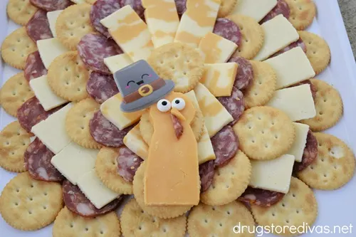 A Thanksgiving turkey charcuterie board.