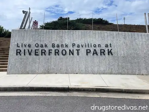A sign at the entrance of Riverfront Park in Wilmington, NC.