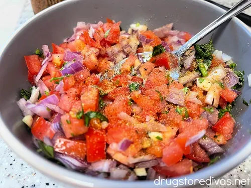 Pico de gallo in a bowl.