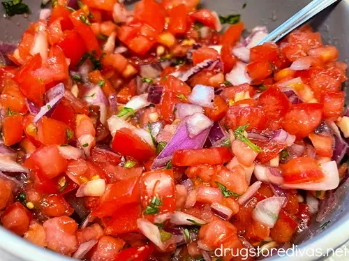 Pico de gallo in a bowl.