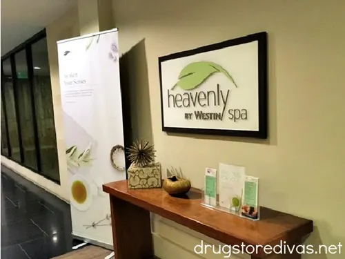 A small table at the entrance of the Heavenly at Westin Spa.