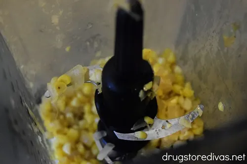 Corn kernels in a blender.