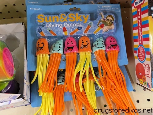 A package of six octopus dive toys.