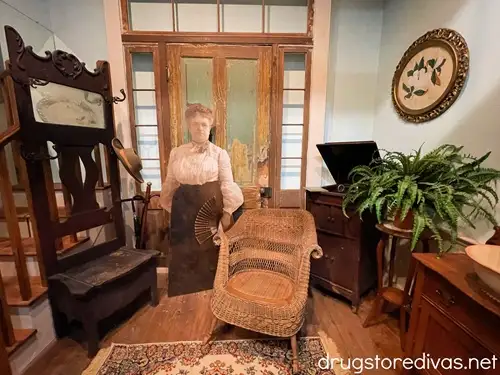 A replica of a hotel lobby at the Elloree Heritage Museum.