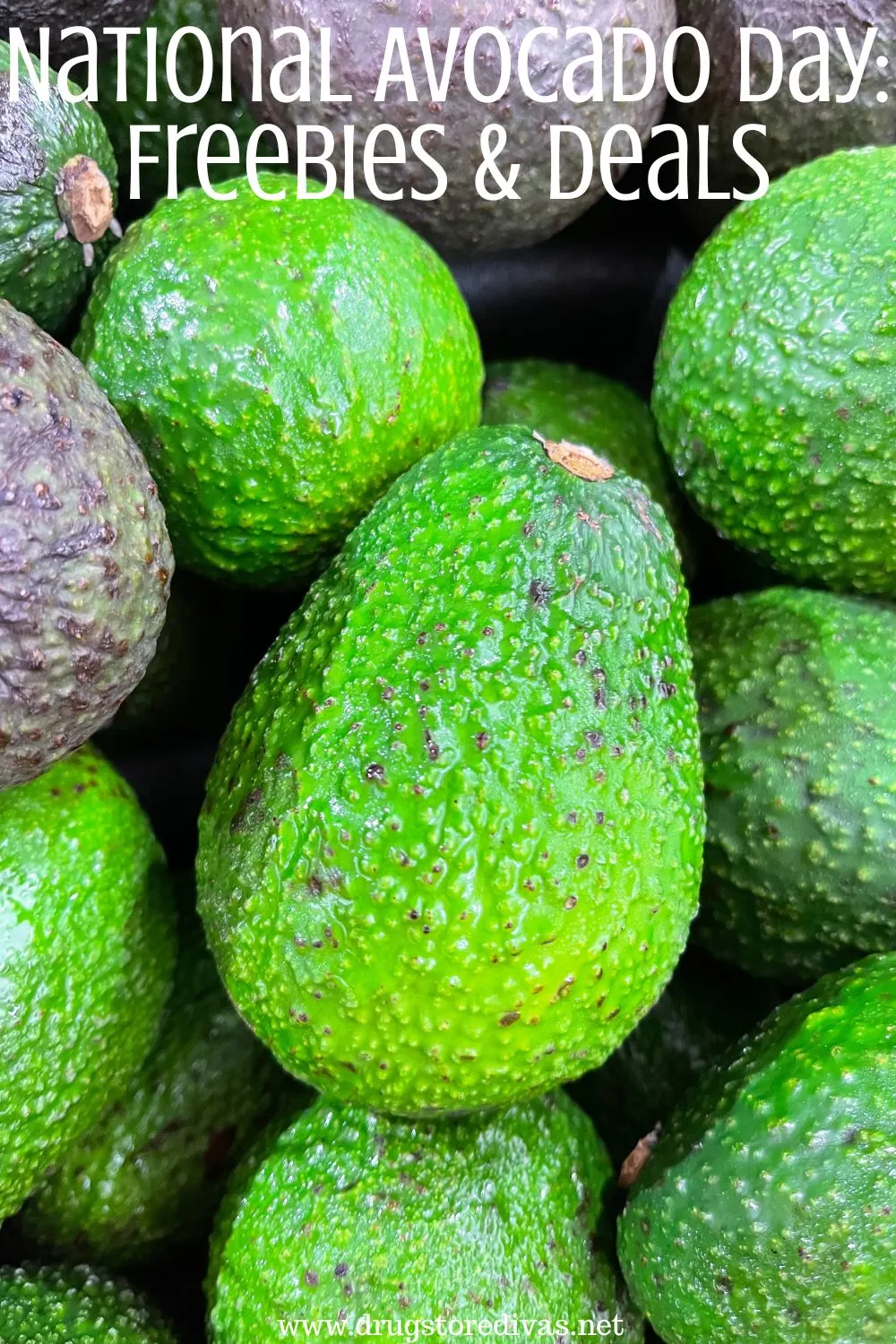 A bunch of avocados with the words 