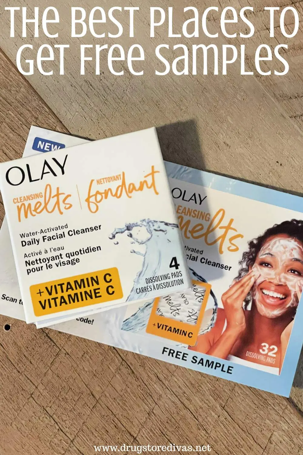 A small box of Olay melts on top of a coupon with the words 