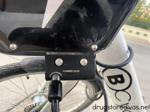 The lock on a BCycle bike.