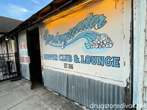 The outside of Springwater Supper Club & Lounge, which is a non-descript white building, in Nashville.