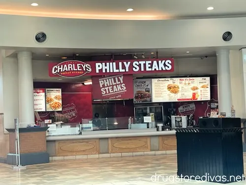 The outside of a Charley Philly Steaks mall food court location.
