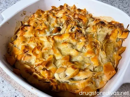 Baked Cookie Butter Baklava in a pan.