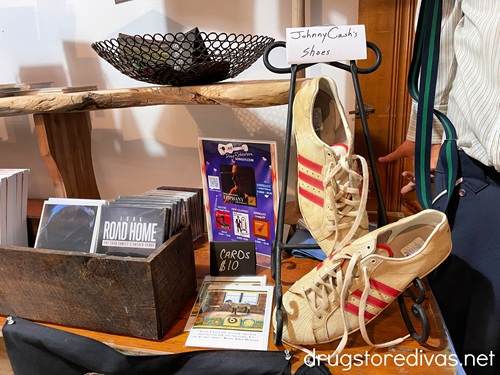 Johnny Cash's shoes on display in a museum in Marathon Village in Nashville.