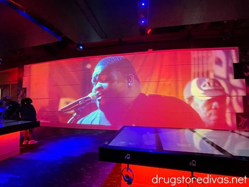 A singer projected on the wall at the National Museum of African American Music in Nashville.