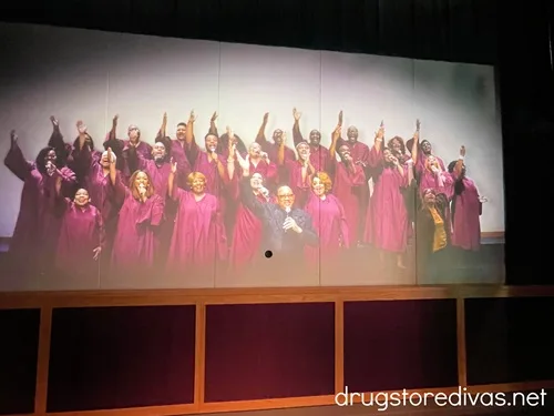 A church choir projected on a screen at the National Museum Of African American Music in Nashville.