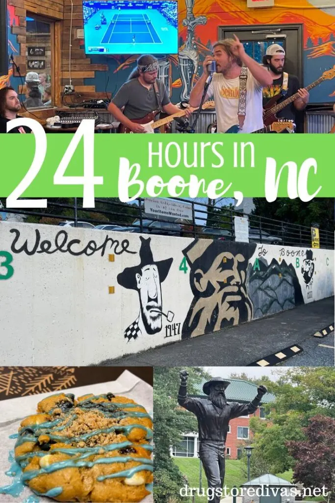 Four images from Boone with a green banner and the words "24 Hours In Boone, NC" digitally written on it.