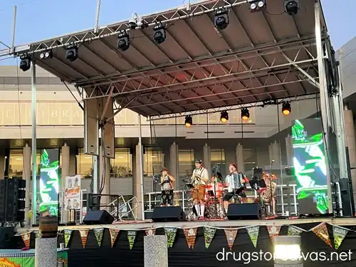 A stage with a German band on it at Nashville Oktoberfest.