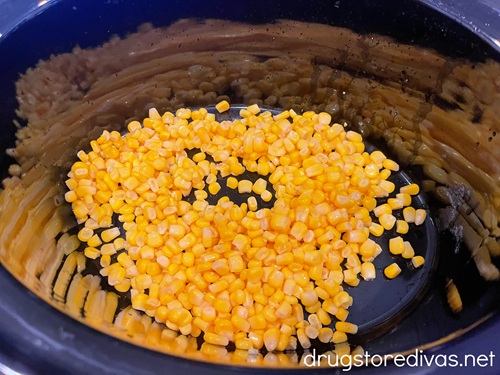 Corn kernels in a slow cooker.