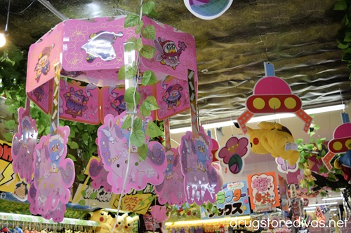 A mobile hanging on the ceiling at Don Quijote in Japan.