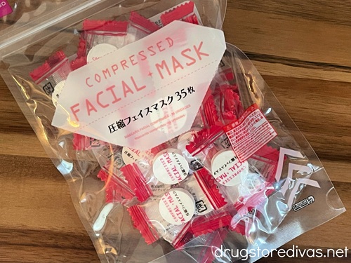 A package of Daiso Compressed Face Masks.