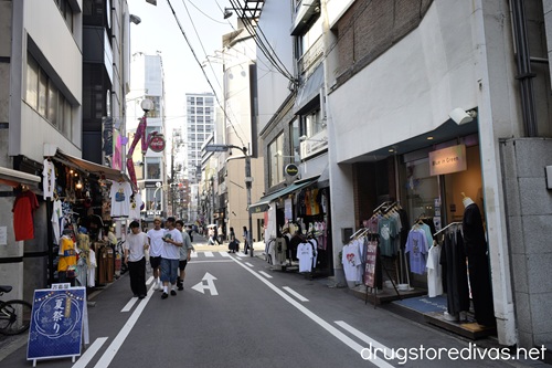 A shopping street in Amerikamura, Japan.